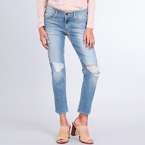 Just Black Distressed Fitted Boyfriend Jeans